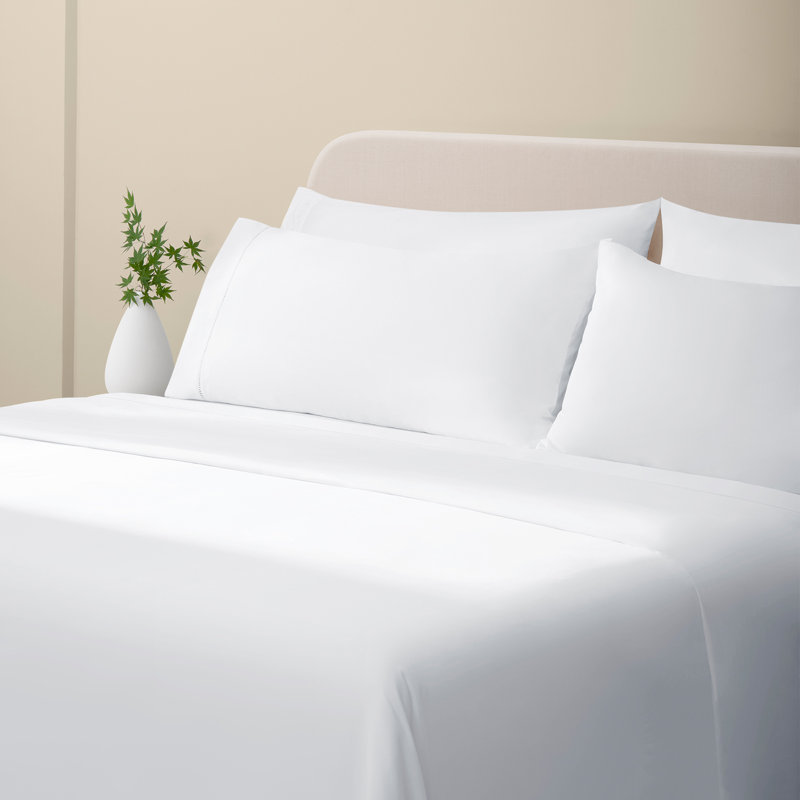 Ensemble de draps, draps 100% coton peigné, extra doux, respirant pour lit très grand avec poche profonde de 15 po, draps de luxe 4 pièces pour hôtel (ivoire)