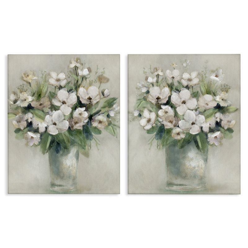 «Soft Bouquets of Dogwood», ensemble d'art mural sur toile 2 pièces, design par Carol Robinson, H 20 po x l 16 po