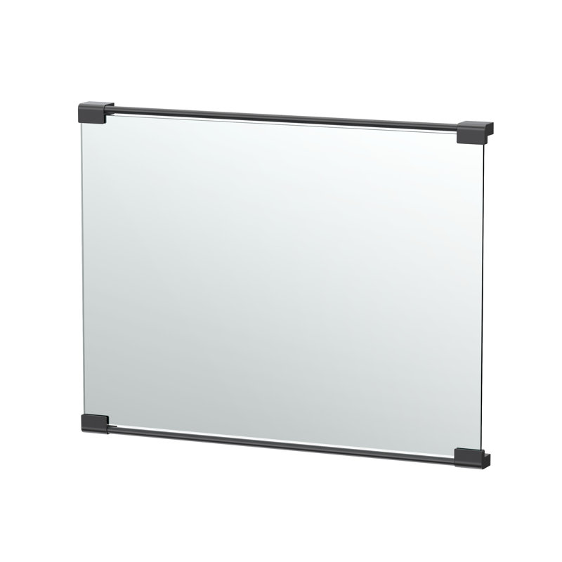 Wall Mount Décor Mirror | Rectangle Bathroom Vanity Mirror, Mount Landscape or Portrait, 24" H x 19.5" W, Matte Black