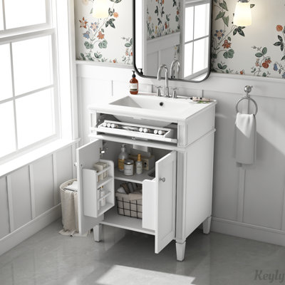 24" Bathroom Vanity with Sink, Soft-Closing Doors and Tip-Out Drawer