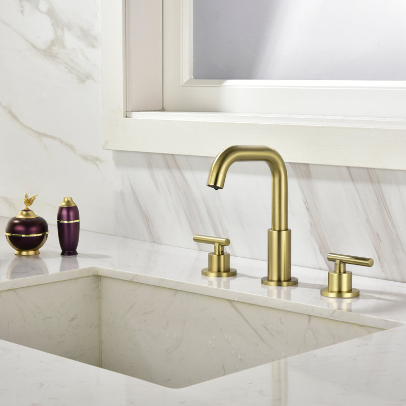 2-Handle Widespread Bathroom Faucet, Or brossé