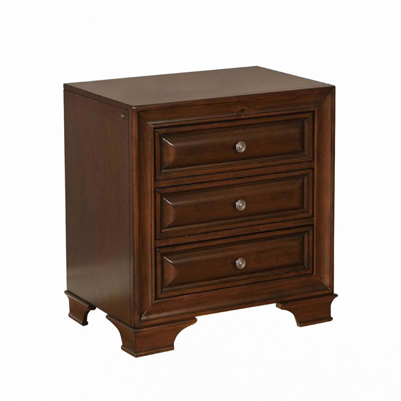 Table de chevet 3 tiroirs avec prise USB et prise de courant