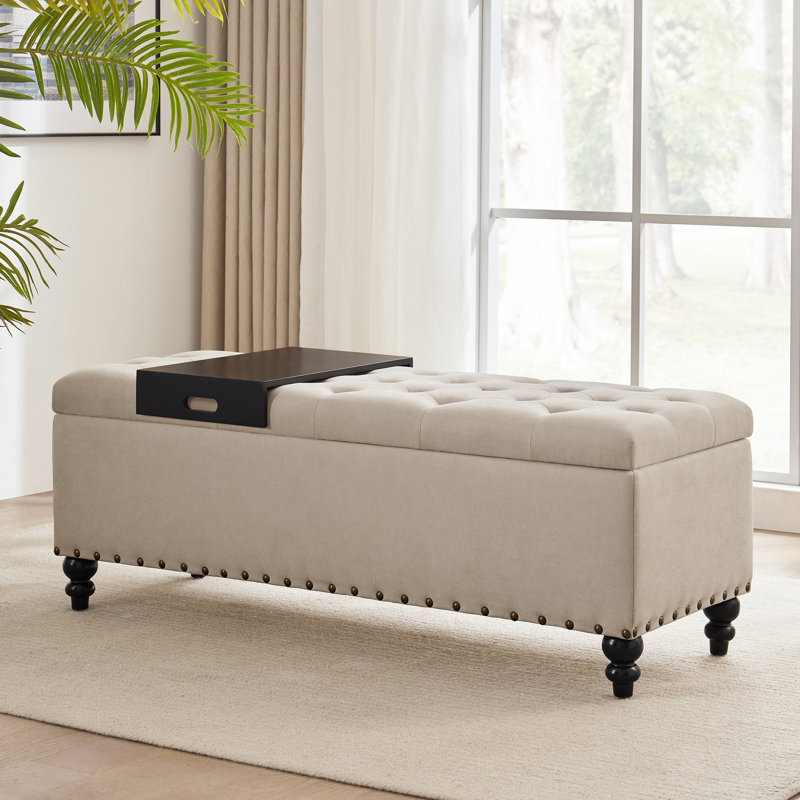 Banc de rangement rembourré Ashtin, Kaki