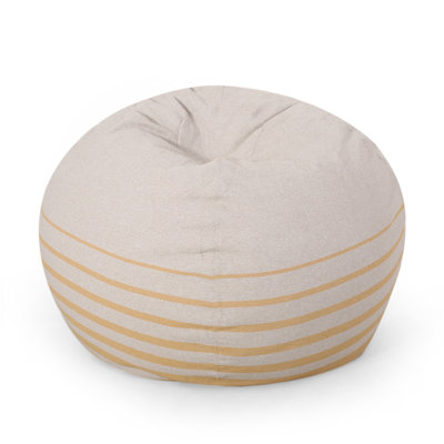 Pouf rond 5 pieds Bohemio, couleur naturelle / jaune rayé