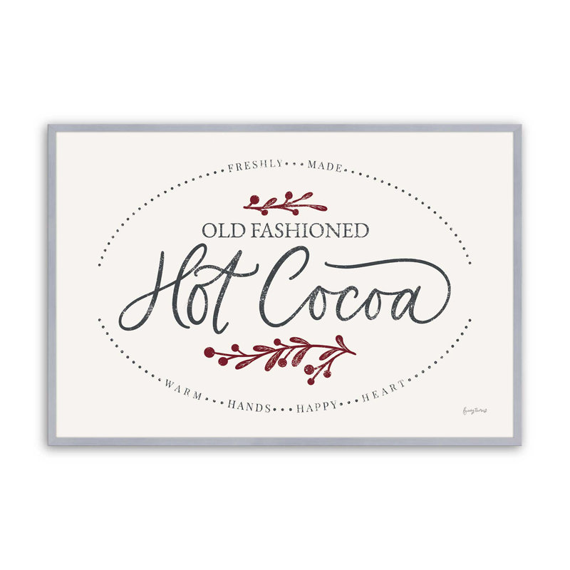 Impression de signe «Hot Cocoa», H 12,25 po x l 15,25 po x P 1,25 po, Cadre simple en chrome poli poli