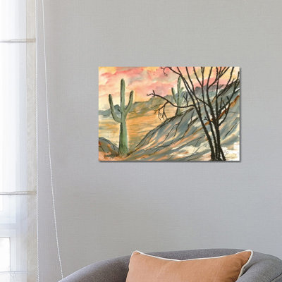 Arizona Evening, Southwest 1 Piece Wrapped Canvas Painting