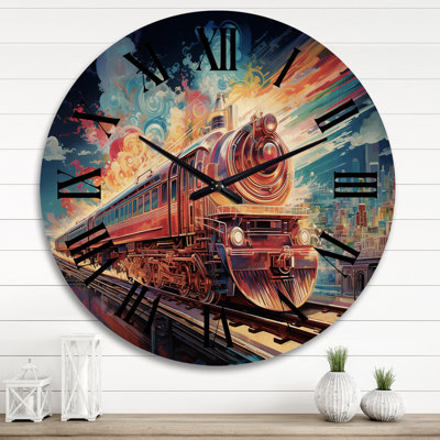Abstract Background Train - Transportation Oversized Wood Wall Clock