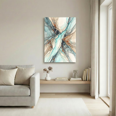 Art abstrait bleu sarcelle et aquarelle