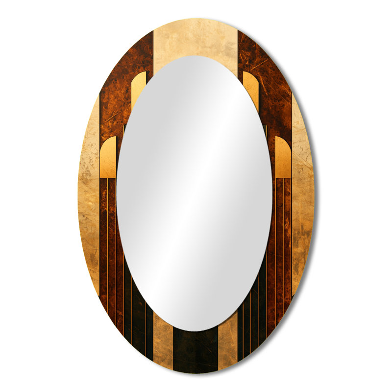 Décoration géométrique ovale géométrique noyer, 36 po x 24 po