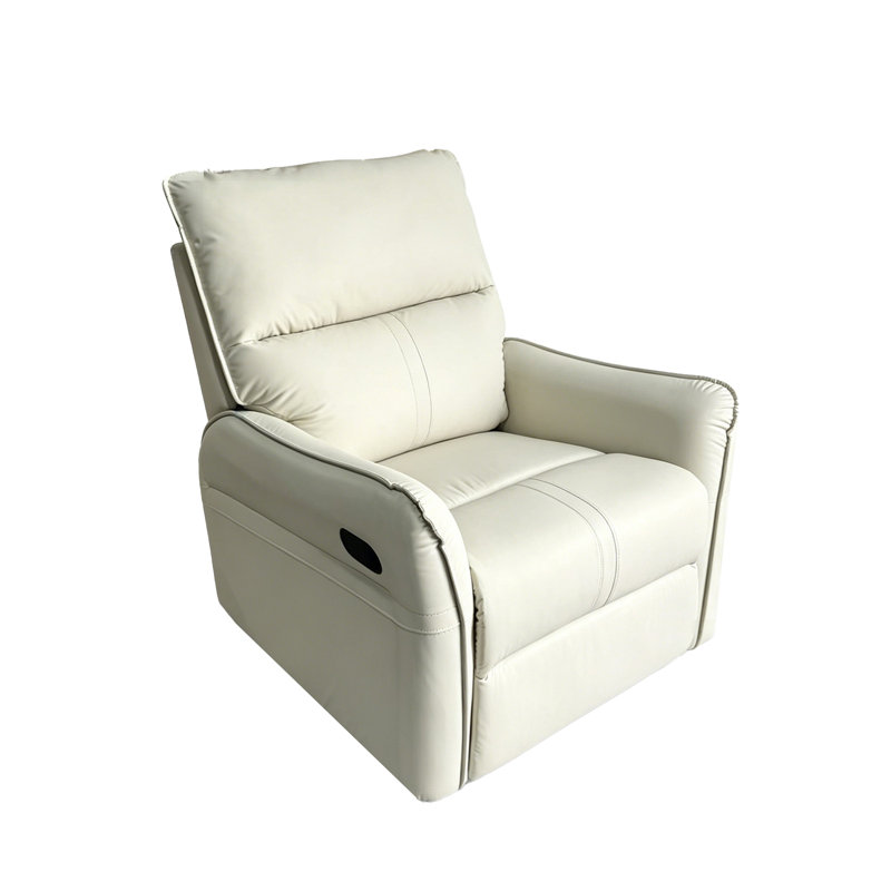 Fauteuil inclinable pivotant en cuir beige, Mélange de polyester beige