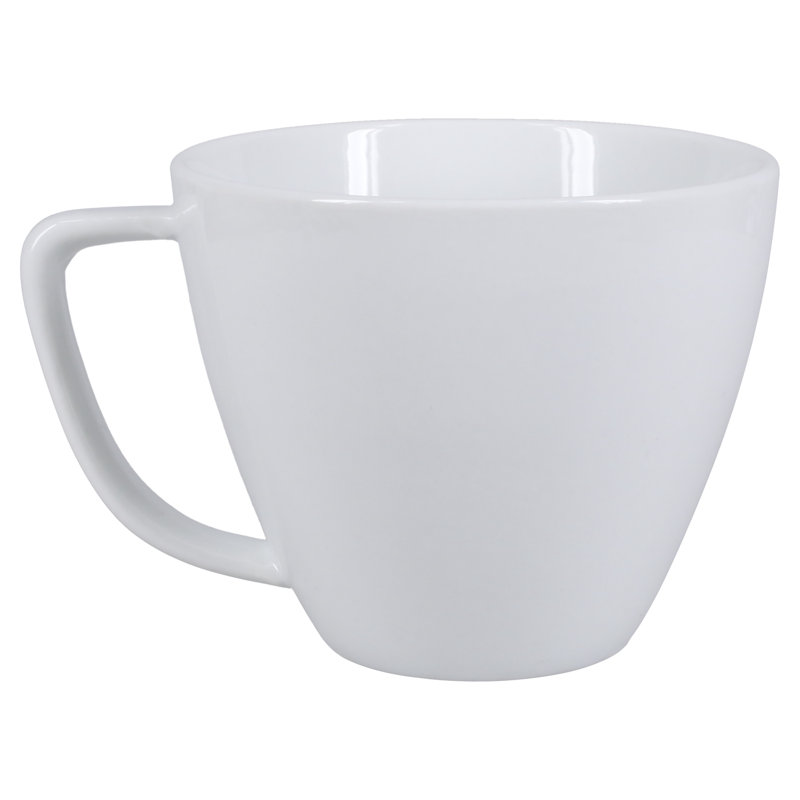 White Ceramic Round Modern Coffee Mugs Set of 4