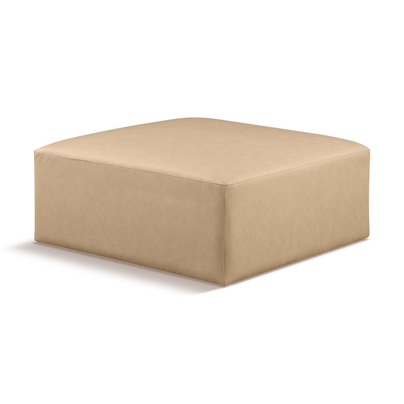 Iyonnie Upholstered Ottoman, Tan Vegan Leather