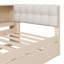 Lit plateforme simple avec rangement en bois et lit gigogne, station de charge et tête de lit tapissier-2129624553-2129624554