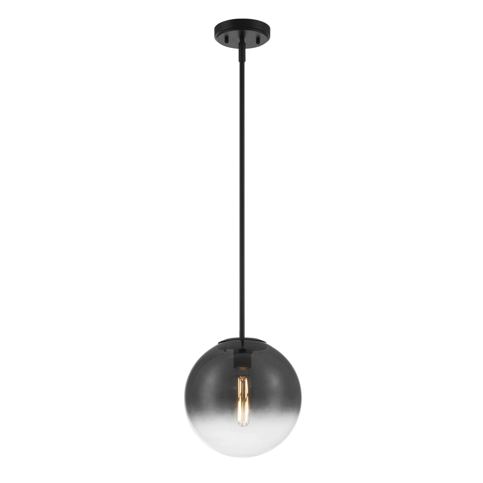 9" Glass pendany light, Matte Black, Black