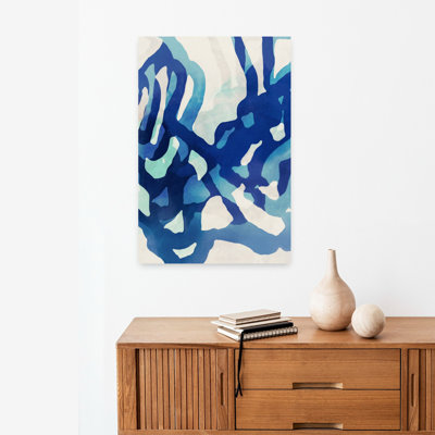 Flowing Waves Of Blue Movement I Abstract Contemporary Wall Art
