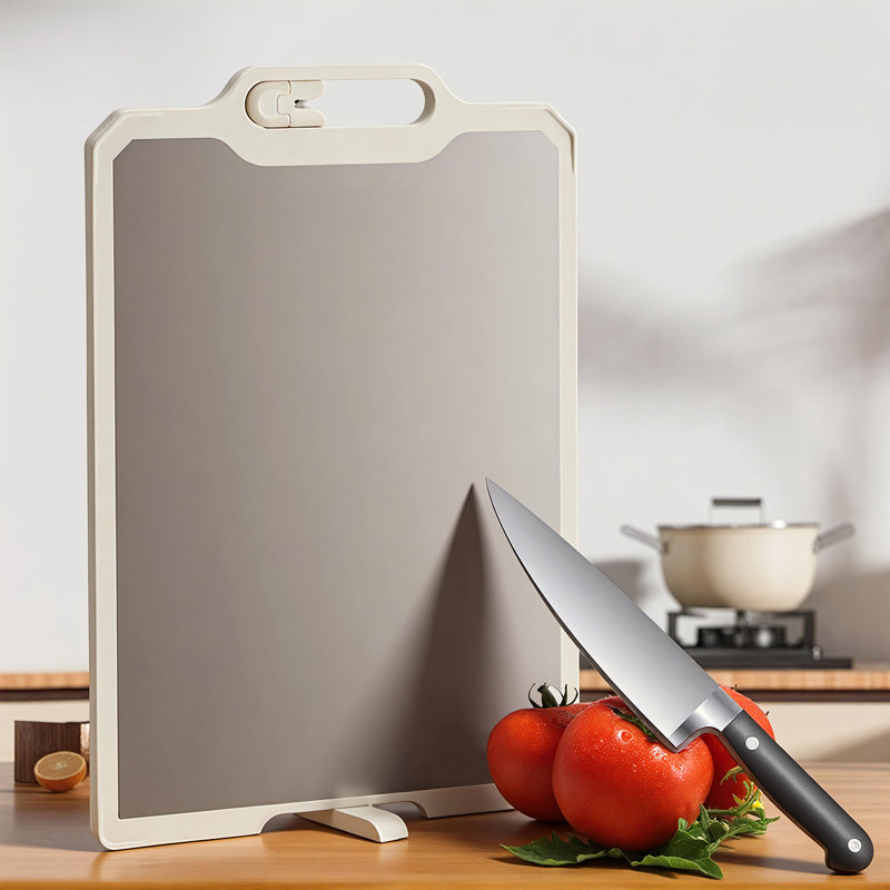 Planche à découper 16 po x 11 po en titane double face, planche à découper 2 en 1 avec rainure à jus, titane pur sans microplastique et côté alimentaire, antidérapant et lavable au lave-vaisselle