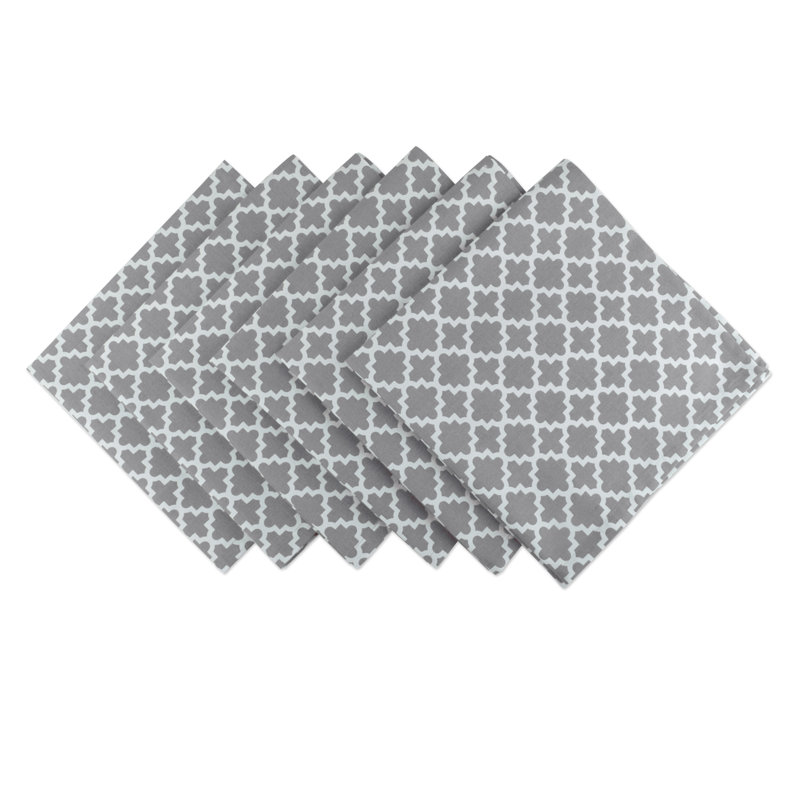 Trung Cotton Geometric Square Napkin, Gray
