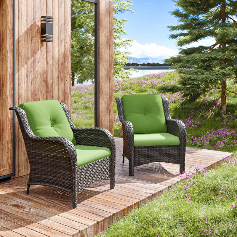 Ragne Wicker Outdoor Lounge Chair, Green