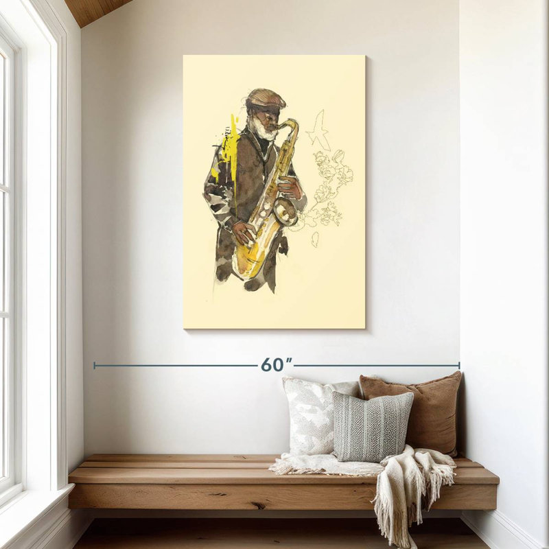 Abarca Floral Saxophone Player, 45" H x 30" W