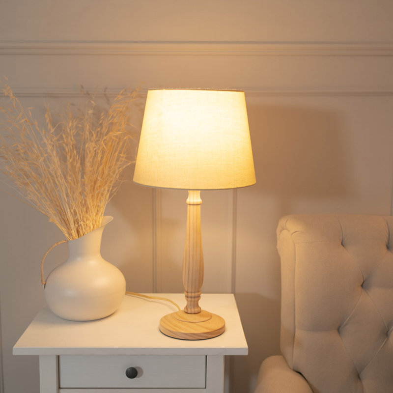 Annum Wood Table Lamp, Natural, Beige, Yes