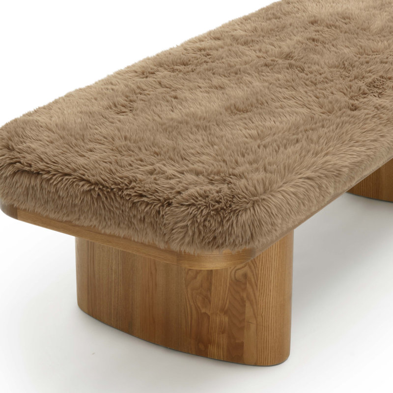 Grand banc en laine végétale droite, Taupe