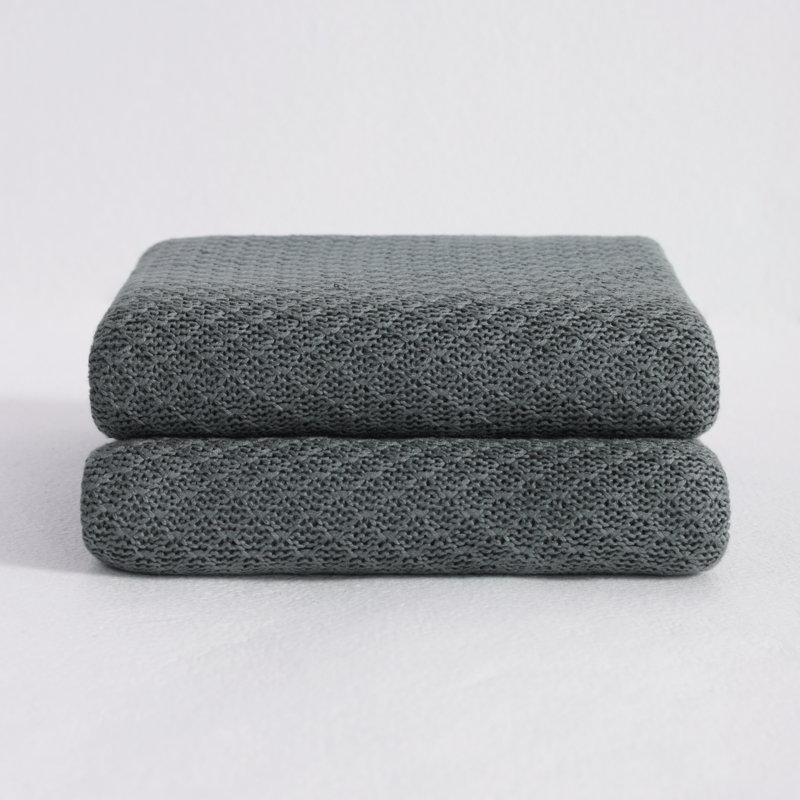 Dark Gray Cooling Knitted Bamboo Throw Blanket, 51" x 67"