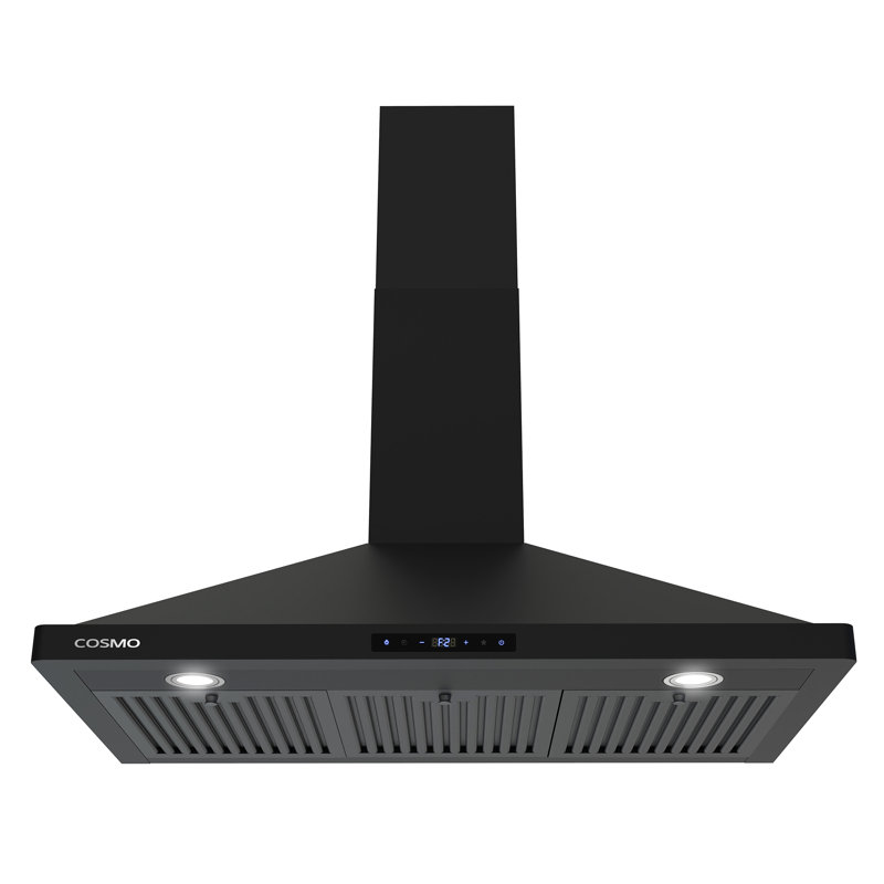 Cosmo 36 In. Vista Collection 380 Cfm Ducted Wall Mount Range Hood, Touch Controls, Led Lights, Matte Black