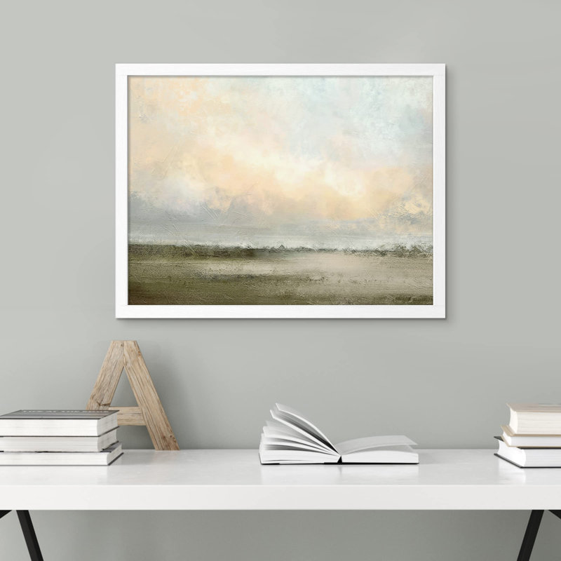 «Vibrant Sun Cloud Farm Field» sur papier, Blanc, H 12 po x l 16 po