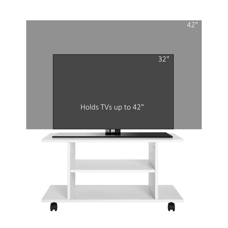 Palm Springs TV Stand with Wheels, White