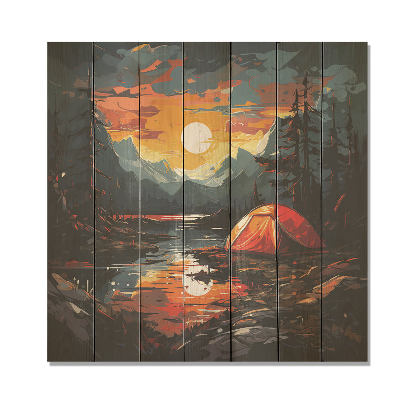 Seaside Sunset Camp I - chambre de bébé sur bois, H 15 po x l 15 po