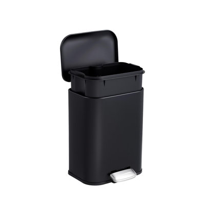 Poubelle de salle de bain 1,3 gallon / 5 L, poubelle en acier inoxydable avec seau intérieur amovible, noir
