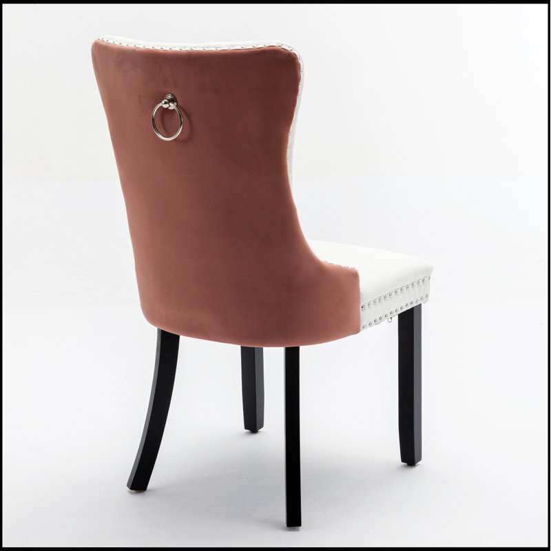 Ensemble de 2 chaises de salle à manger en bois massif touffetées haut de gamme avec revêtement en velours de polyuréthane Nikki
