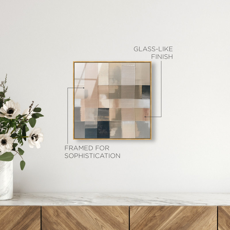 Boxed in Ebony I High-Gloss Frameless Acrylic Glass Wall Art Abstract Print by Oliver Gal, Ready to Hang, 12 x 12, Gold Frame
