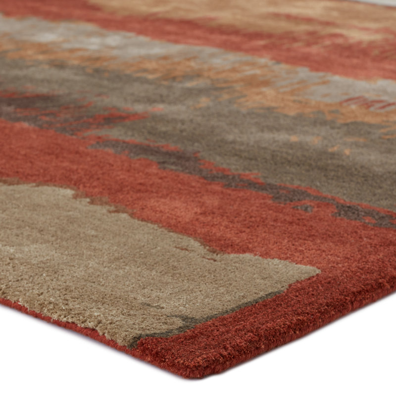 Tapis rouge / brun / terre cuite touffeté à la main Marasco, Rectangle 8 pi x 11 pi