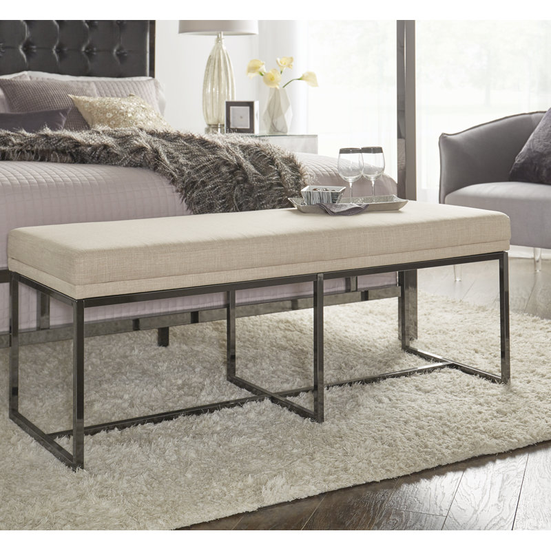 Banc de chambre rembourré Dawnda, Lin beige