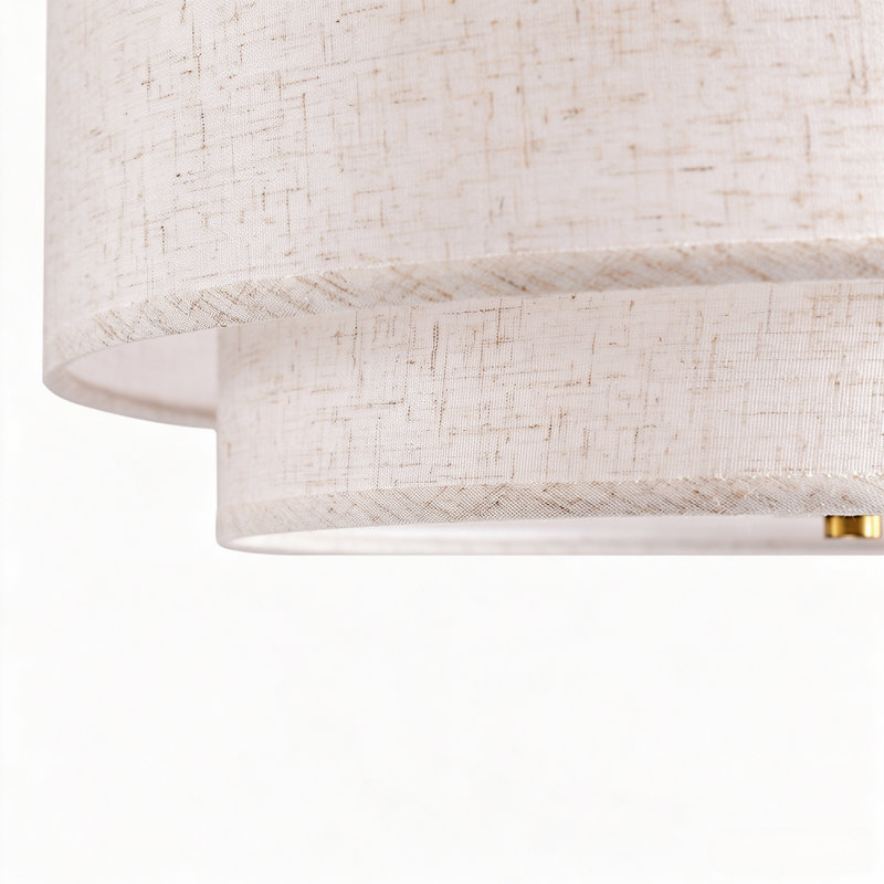 Plafonnier semi-encastré 3 lumières Boho Linen Drum, Doré