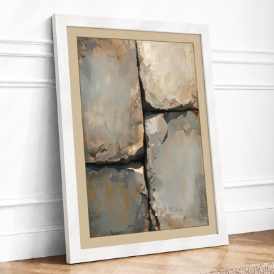 Weathered Concrete Cross Industrial - Framed Print