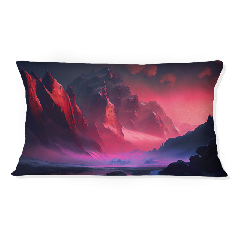 Coussin Mysterious Magenta Fog At Dawn I - Mountains