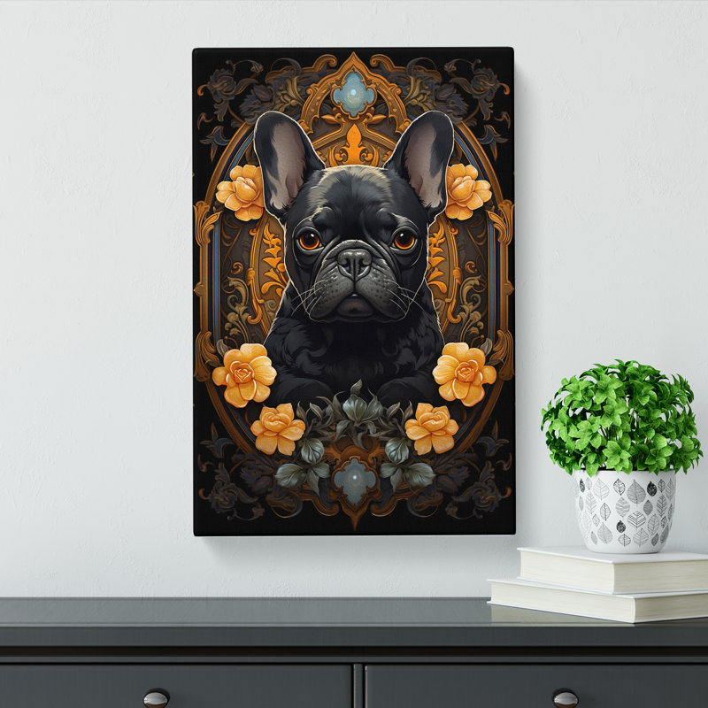 French Bulldog Nouveau No.2 - Wrapped Canvas Print, 50cm H x 35cm W x 3cm D