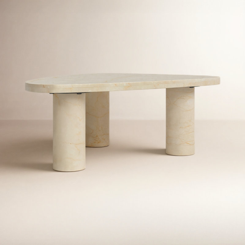 Zion Coffee Table - Small Table - Merlot, 13" H x 36" L x 25.5" W, Cream Marble