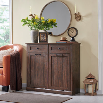 Armoire poubelle Farmhouse Tilt Out avec tiroirs, armoire poubelle à l'épreuve des chiens 20 gallons, avec panier de rangement pour la cuisine