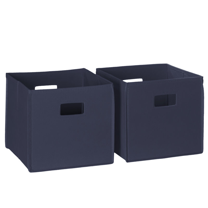 RiverRidge Kids 2pc Fabric Collapsible Storage Cube Organizers with Handles for Playroom Organization, Navy