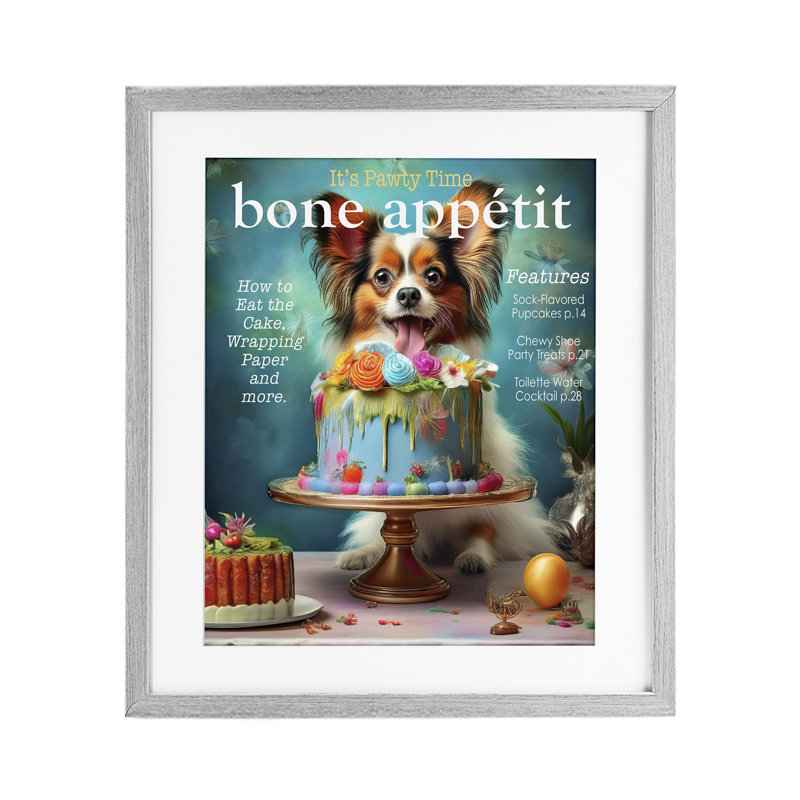 «Bone Appetit Dog Magazine», reproduction sous verre encadrée, design par Grotto Studios, Cadre de ferme gris
