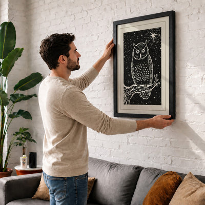 Nocturnal Owl Japandi - Framed Print