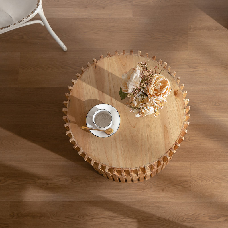Coffee Table With Vertical Texture Relief Design