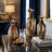 Decorative Table Glass Vases with Metal Toppers for Home Decor - Artistic Tall Flower Vase for Living Room Styling - Set of 3, 18",13",12", Brown & Gold