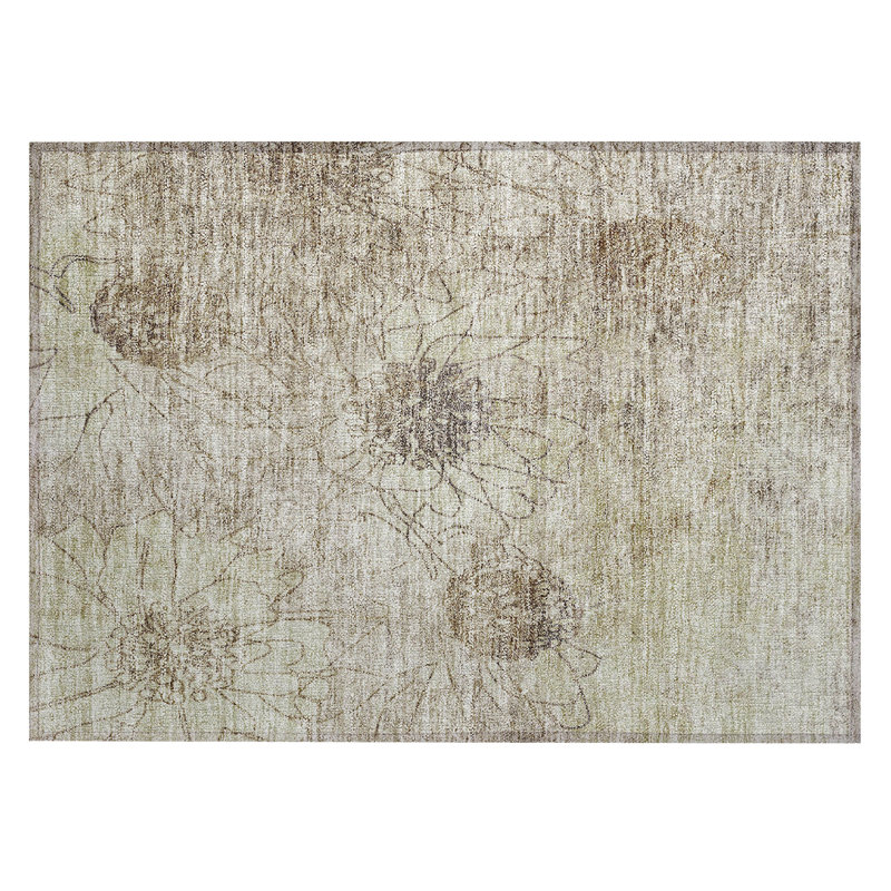 Machine Washable Indoor/Outdoor Leavittsburg ACN2235 Floral Rug, Rectangle 1'8" x 2'6"