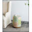 Tabouret cylindrique à base dorée Capiz - Accent perle vert / rose - Table d'appoint ronde, siège intérieur décoratif