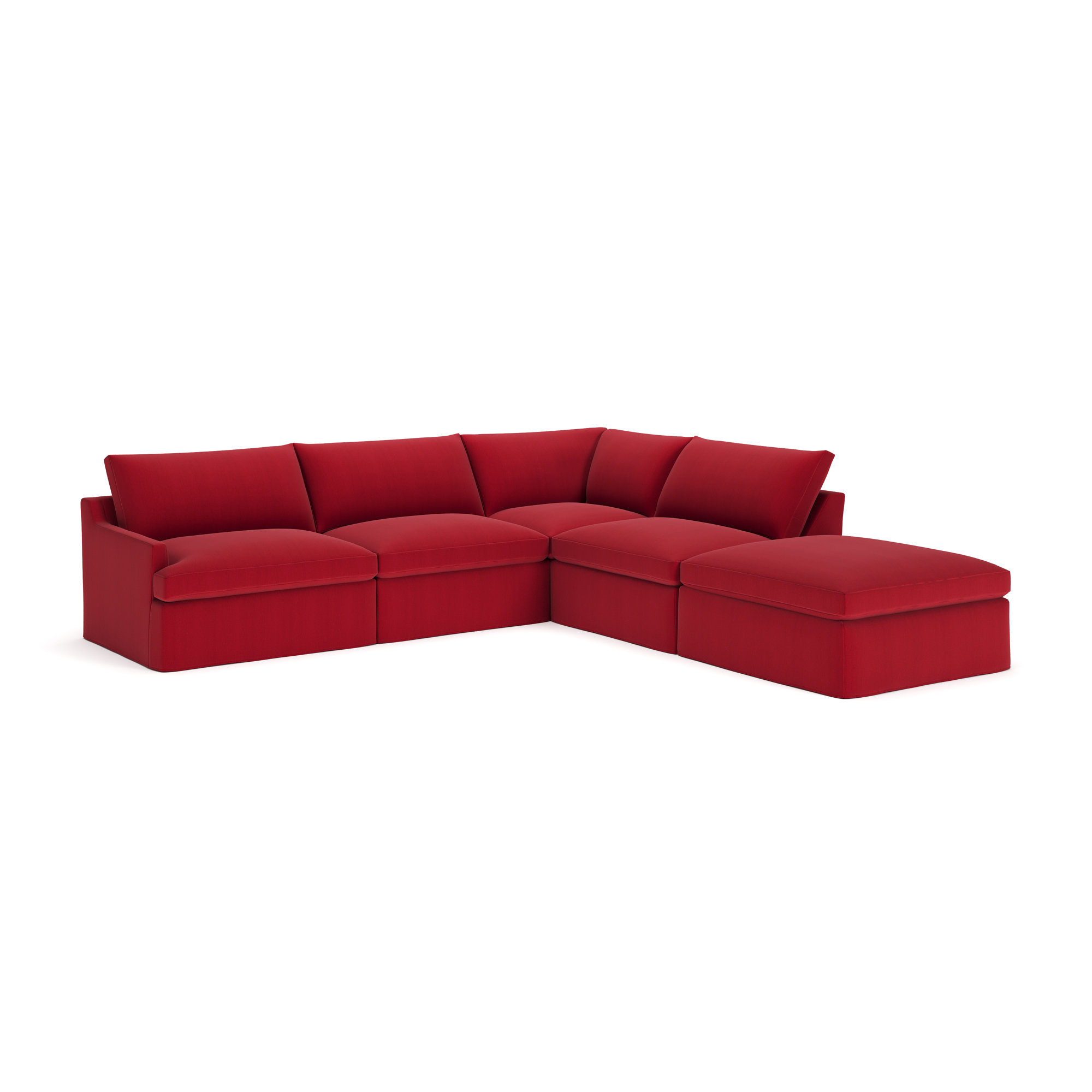 Wrenley 5-Piece Slipcovered Modular Sectional, Bayou Flame Canvas, Right Hand Facing