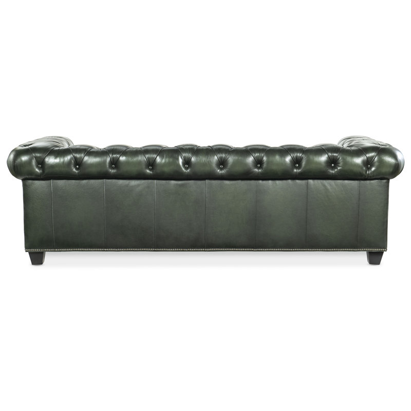 Charleston 96'' Genuine Leather Rolled Arm Chesterfield Sofa
